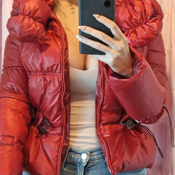 Armani Red Puffer Jacket - Picture 10 of 13